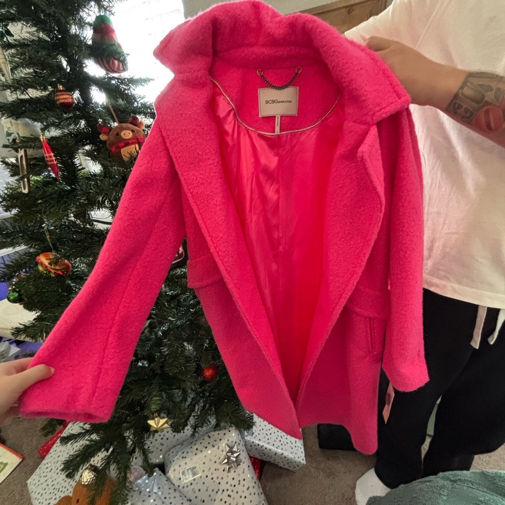BCBGeneration Women's Vibrant Pink Teddy Jacket